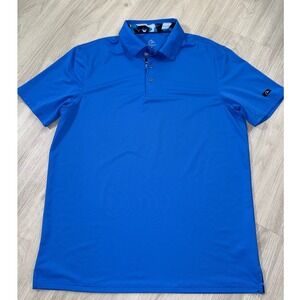 Obla Performance Polo Shirt Mens XL Blue Short Sleeve Golf Moisture Wicking